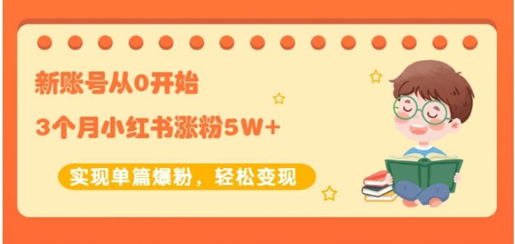 新账号从0开始3个月小红书涨粉5W 实现单篇爆粉，轻松变现（干货）-58轻创项目库