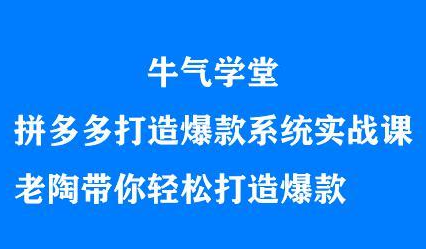 牛气学堂拼多多打造爆款系统实战课，老陶带你轻松打造爆款-58轻创项目库