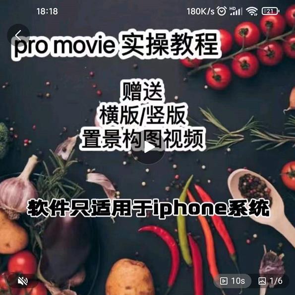 漆十二美食摄影，25​节promovie实操高手课节-58轻创项目库