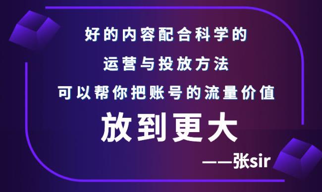 张sir账号流量增长课，告别海王流量，让你的流量更精准-58轻创项目库