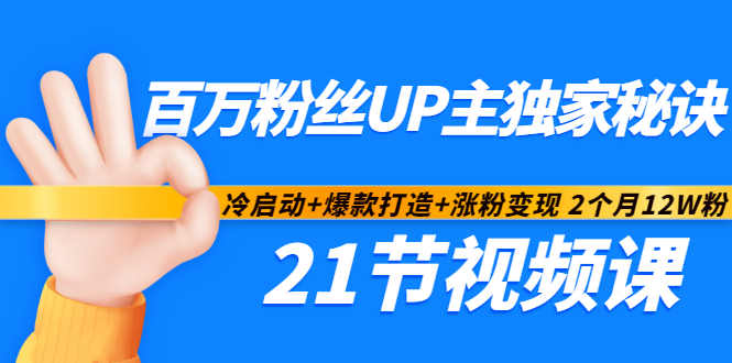 百万粉丝UP主独家秘诀：冷启动 爆款打造 涨粉变现2个月12W粉（21节视频课)-58轻创项目库