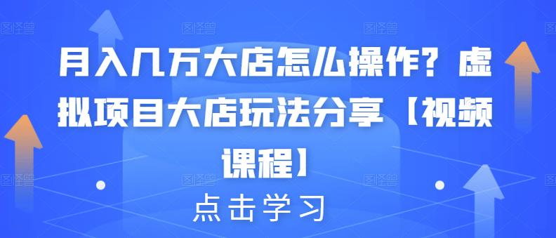 月入几万大店怎么操作？虚拟项目大店玩法分享【视频课程】-58轻创项目库