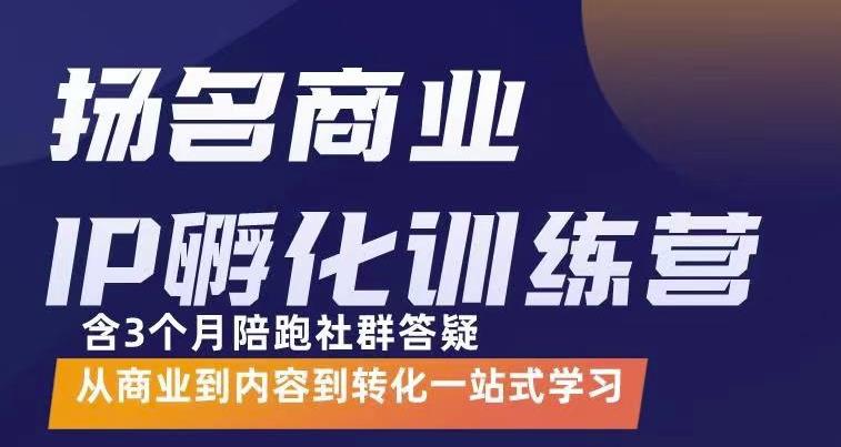 杨名商业IP孵化训练营，从商业到内容到转化一站式学 价值5980元-58轻创项目库