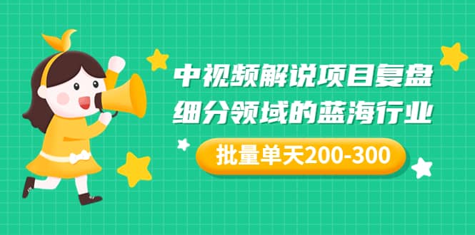 某付费文章：中视频解说项目复盘：细分领域的蓝海行业 批量单天200-300收益-58轻创项目库