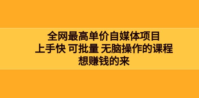 全网最单高价自媒体项目：上手快 可批量 无脑操作的课程，想赚钱的来-58轻创项目库