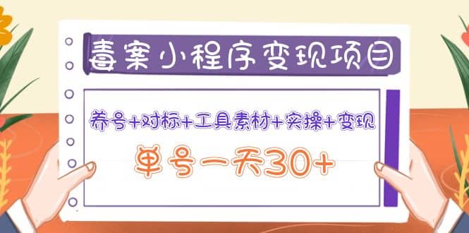 毒案小程序变现项目：养号 对标 工具素材 实操 变现-58轻创项目库