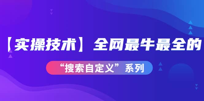 【实操技术】全网最牛最全的“搜索自定义”系列！价值698元-58轻创项目库