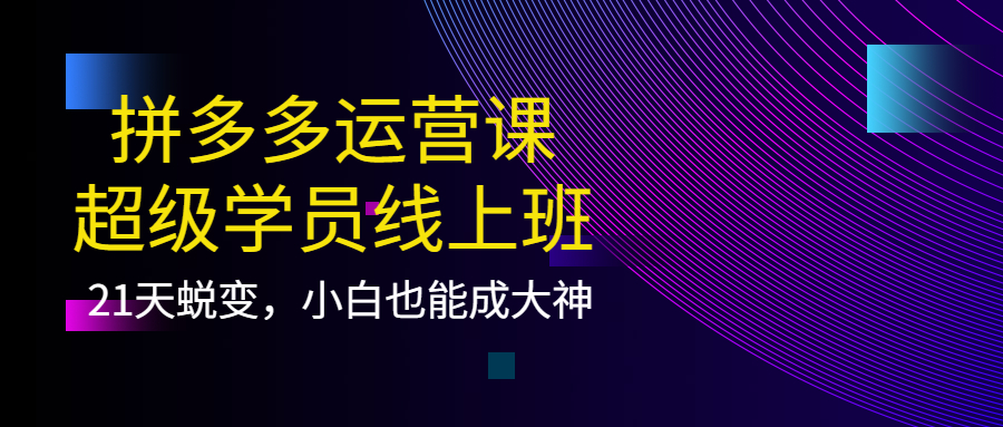 拼多多运营课：超级学员线上班，21天蜕变，小白也能成大神-58轻创项目库