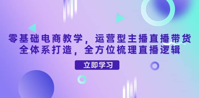 零基础电商教学，运营型主播直播带货全体系打造，全方位梳理直播逻辑-58轻创项目库