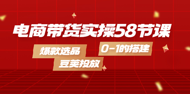 电商带货实操58节课，爆款选品，豆荚投放，0-1的搭建-58轻创项目库