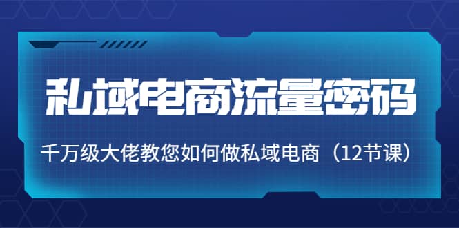 私域电商流量密码：千万级大佬教您如何做私域电商（12节课）-58轻创项目库