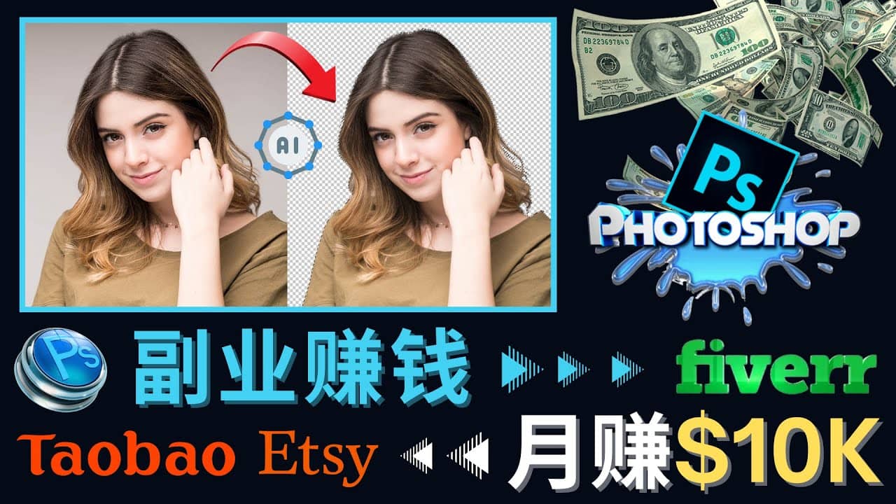 掌握PS修图技能，月赚5000美元以上 – 利用Adobe Photoshop赚钱的3种途径-58轻创项目库