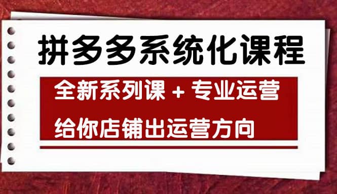 车神陪跑，拼多多系统化课程，全新系列课 专业运营给你店铺出运营方向-58轻创项目库