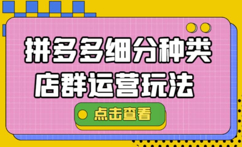 拼多多细分种类店群运营玩法3.0，11月最新玩法，小白也可以操作-58轻创项目库