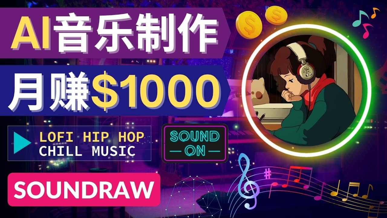 无需任何音乐基础： 使用AI软件制作Lofi Hip Hop Chill Music 月赚1000美元-58轻创项目库