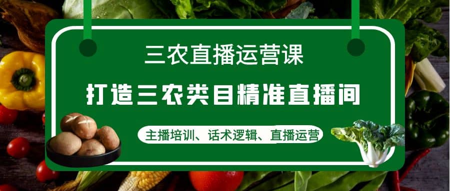 三农直播运营课：打造三农类目精准直播间，主播培训、话术逻辑、直播运营-58轻创项目库