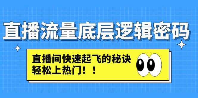 直播流量底层逻辑密码：直播间快速起飞的秘诀，轻松上热门-58轻创项目库