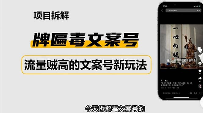 2023抖音快手毒文案新玩法，牌匾文案号，起号快易变现-58轻创项目库