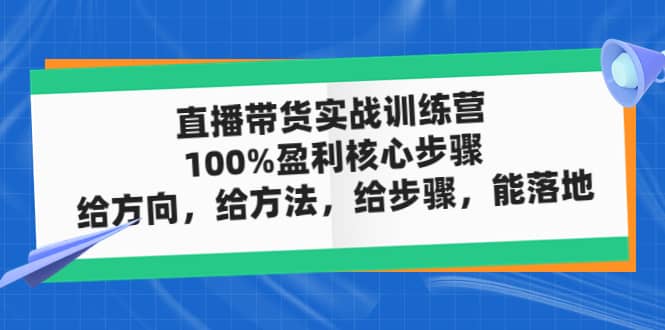 直播带货实战训练营：100%盈利核心步骤，给方向，给方法，给步骤，能落地-58轻创项目库