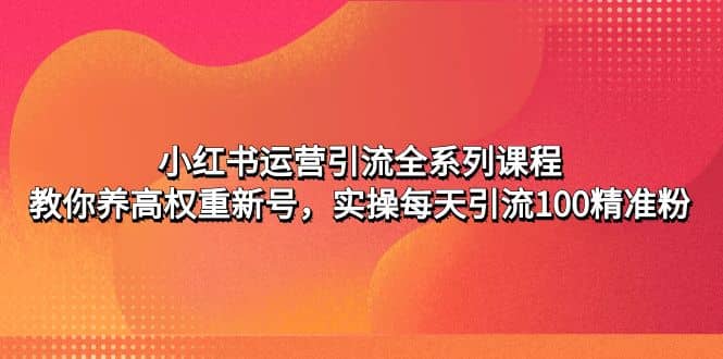 小红书运营引流全系列课程：教你养高权重新号-58轻创项目库