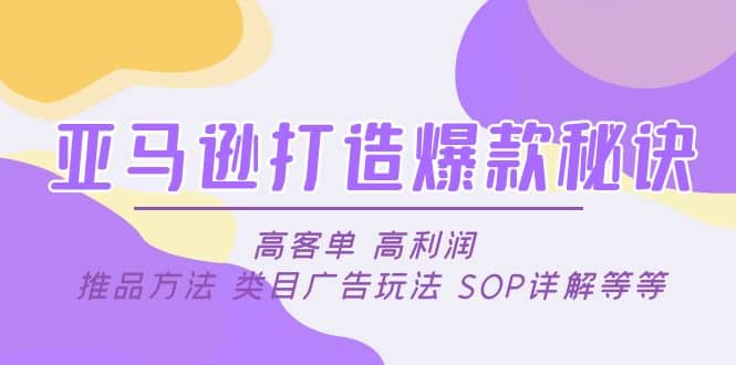 亚马逊打造爆款秘诀：高客单 高利润 推品方法 类目广告玩法 SOP详解等等-58轻创项目库