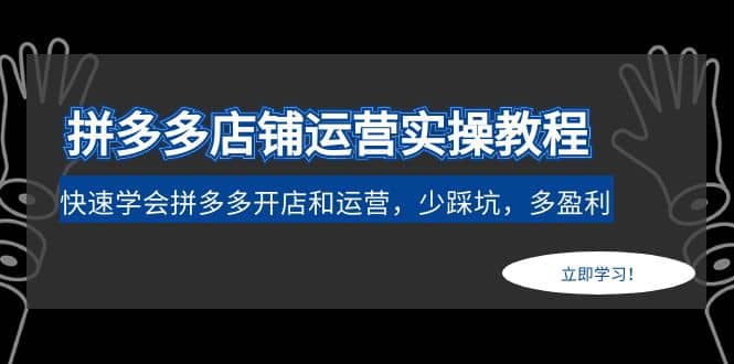 拼多多店铺运营实操教程：快速学会拼多多开店和运营，少踩坑，多盈利-58轻创项目库