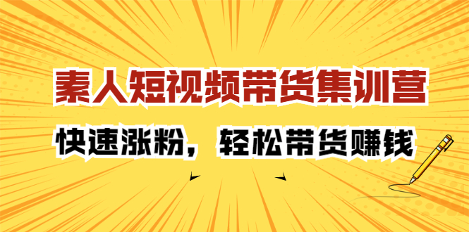 素人短视频带货集训营：快速涨粉，轻松带货赚钱-58轻创项目库