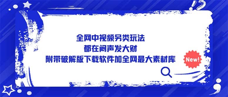 全网中视频另类玩法，都在闷声发大财，附带下载软件加全网最大素材库-58轻创项目库