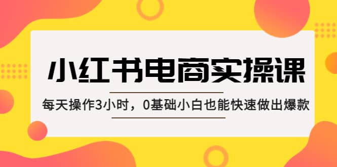 小红书·电商实操课：每天操作3小时，0基础小白也能快速做出爆款-58轻创项目库