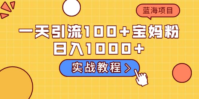 一天引流100 宝妈粉，日入1000 的蓝海项目（实战教程）-58轻创项目库