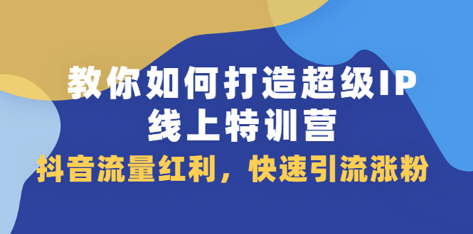 教你如何打造超级IP线上特训营，抖音流量红利新机遇-58轻创项目库