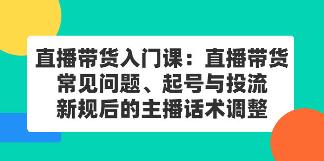 直播带货入门课：直播带货常见问题、起号与投流、新规后的主播话术调整-58轻创项目库