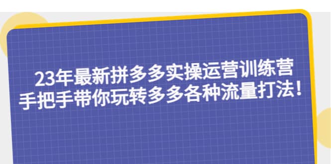 23年最新拼多多实操运营训练营：手把手带你玩转多多各种流量打法！-58轻创项目库