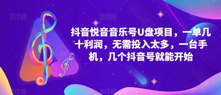 抖音音乐号U盘项目 一单几十利润 无需投入太多 一台手机 几个抖音号就开始-58轻创项目库