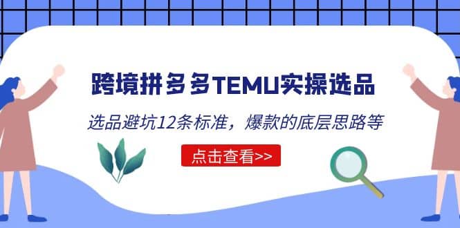 跨境拼多多TEMU实操选品运营方法，选品避坑12条标准，爆款的底层思路等-58轻创项目库