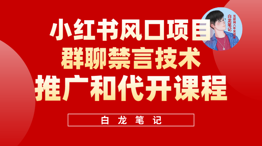 小红书风口项目日入300 ，小红书群聊禁言技术代开项目，适合新手操作-58轻创项目库