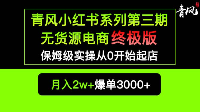 小红书无货源电商爆单终极版【视频教程 实战手册】保姆级实操从0起店爆单-58轻创项目库