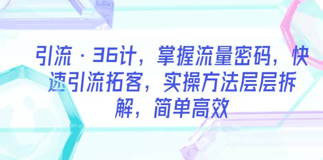 引流·36计，掌握流量密码，快速引流拓客，实操方法层层拆解，简单高效-58轻创项目库