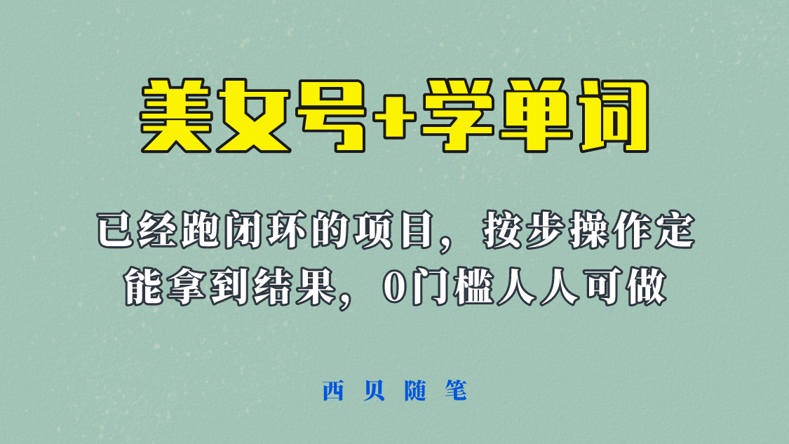 《美女号 学单词》玩法，信息差而已 课程拆开揉碎了和大家去讲 (教程 素材)-58轻创项目库