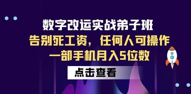 数字 改运实战弟子班：告别死工资，任何人可操作，一部手机月入5位数-58轻创项目库