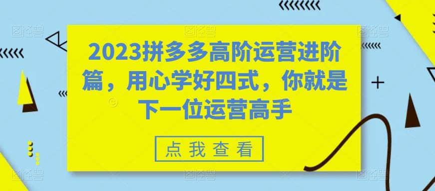 2023拼多多高阶运营进阶篇，用心学好四式，你就是下一位运营高手-58轻创项目库