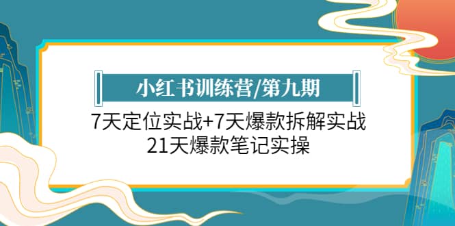 小红书训练营/第九期：7天定位实战 7天爆款拆解实战，21天爆款笔记实操-58轻创项目库