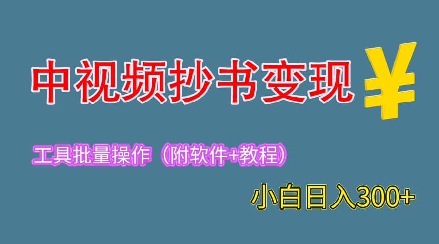 2023中视频抄书变现（附工具 教程），一天300 ，特别适合新手操作的副业-58轻创项目库