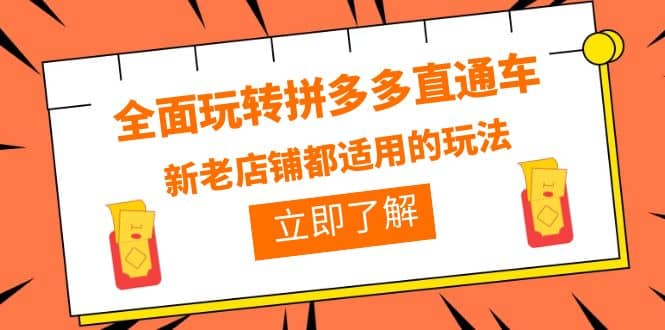 全面玩转拼多多直通车，新老店铺都适用的玩法（12节精华课）-58轻创项目库