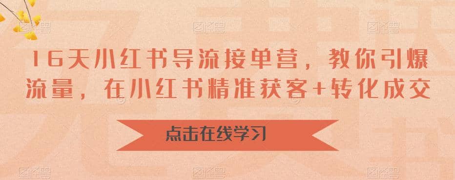 16天-小红书 导流接单营，教你引爆流量，在小红书精准获客 转化成交-58轻创项目库