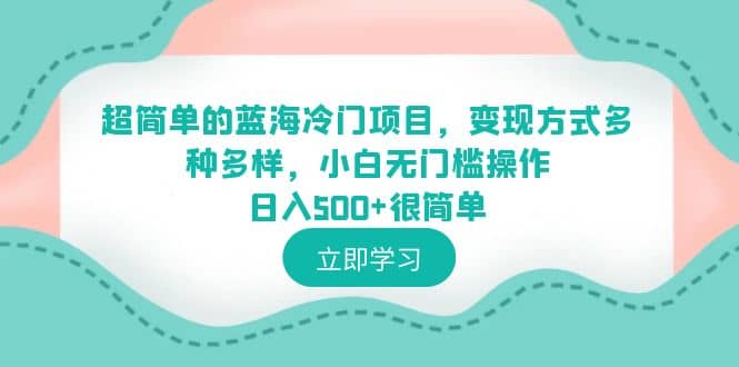 超简单的蓝海冷门项目，变现方式多种多样，小白无门槛操作日入500 很简单-58轻创项目库