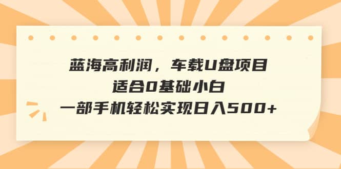 蓝海高利润，车载U盘项目，适合0基础小白，一部手机轻松实现日入500-58轻创项目库