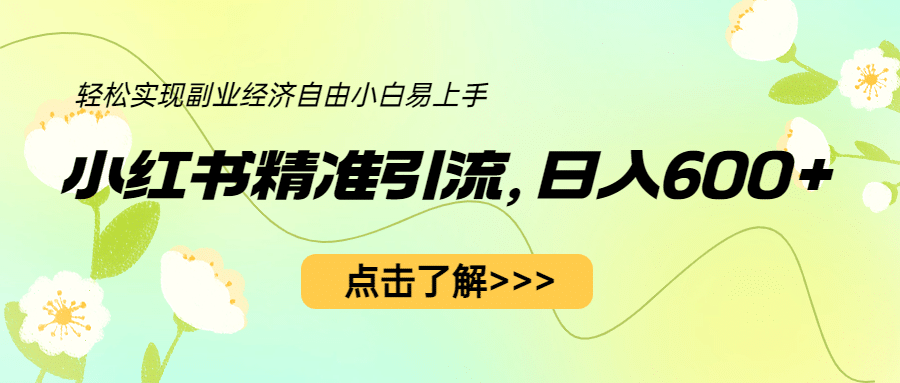 小红书精准引流，小白日入600 ，轻松实现副业经济自由（教程 1153G资源）-58轻创项目库