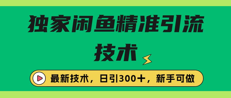 独家闲鱼引流技术，日引300＋实战玩法-58轻创项目库