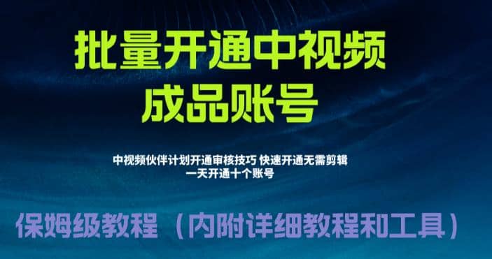 外面收费1980暴力开通中视频计划教程，附 快速通过中视频伙伴计划的办法-58轻创项目库